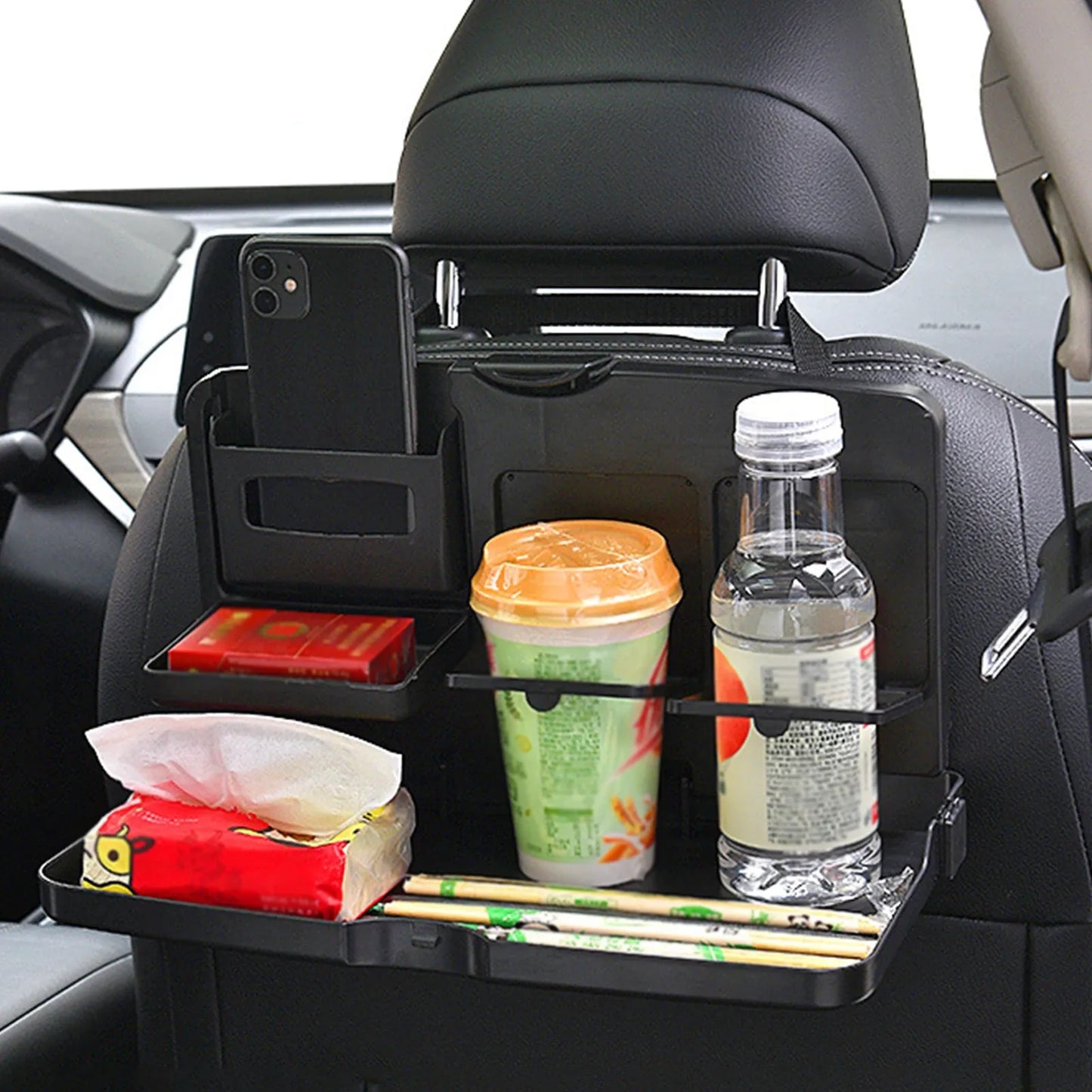 Car Backseat Food Travel Dining Meal & Snack Tray & Cup Holder